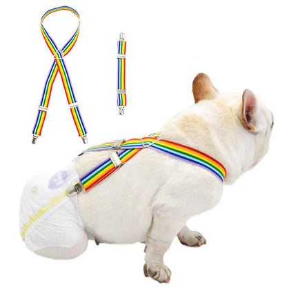 Rainbow Dog Diaper Suspenders with Adjustable Clips
