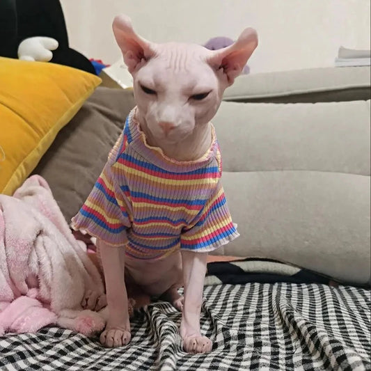 Striped Cotton Cat Vest – Spring Pet Clothes for Cats