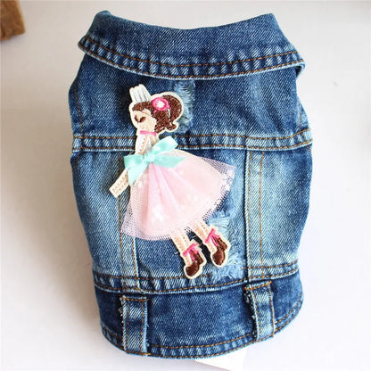 Denim Dog Jacket with Hood