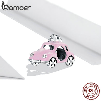 Genuine 925 Pink Car Charm for Bracelet