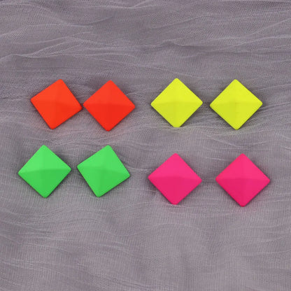 Geometry Neon Round Square Acrylic Earrings