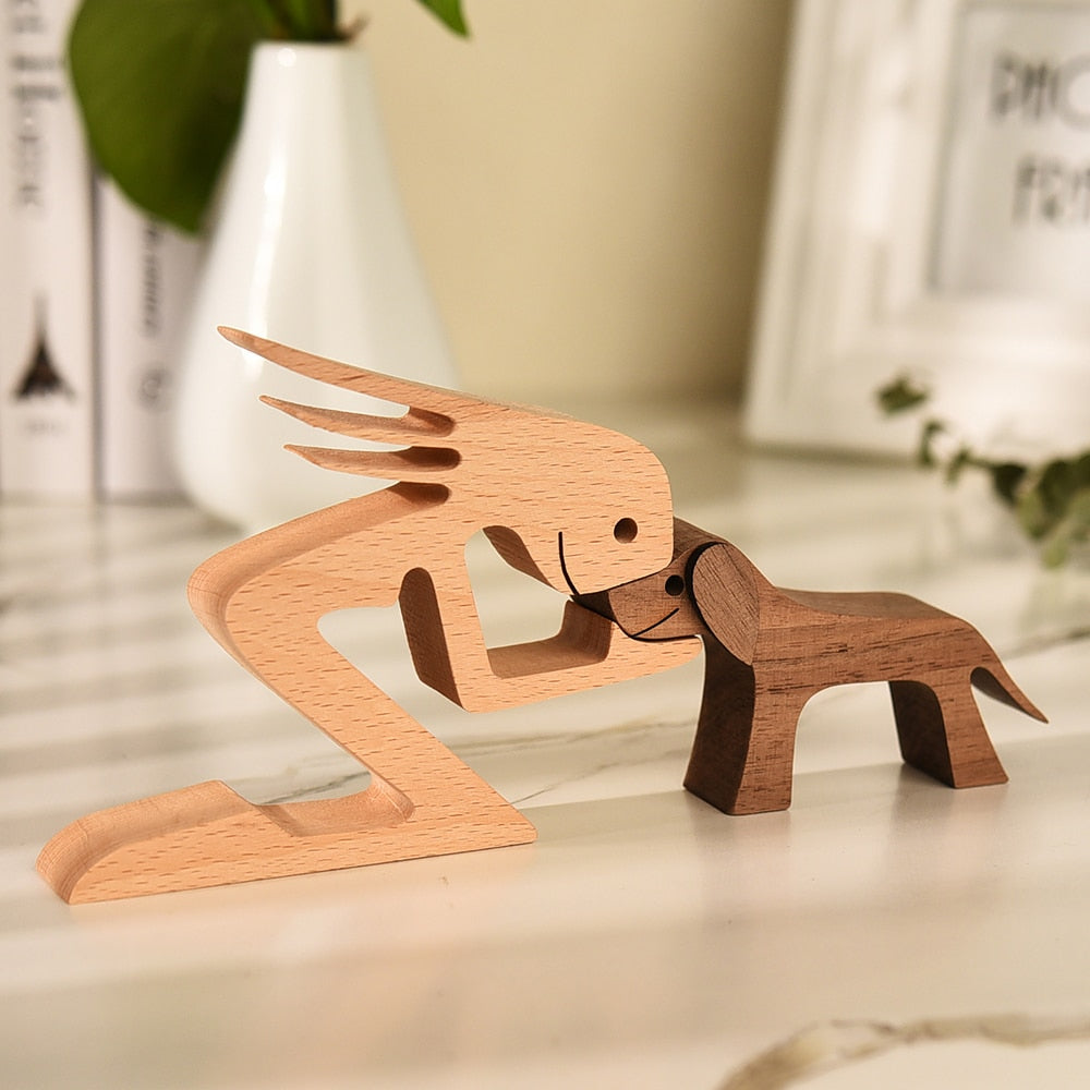 Family Puppy Wood Dog Craft  Table Ornament