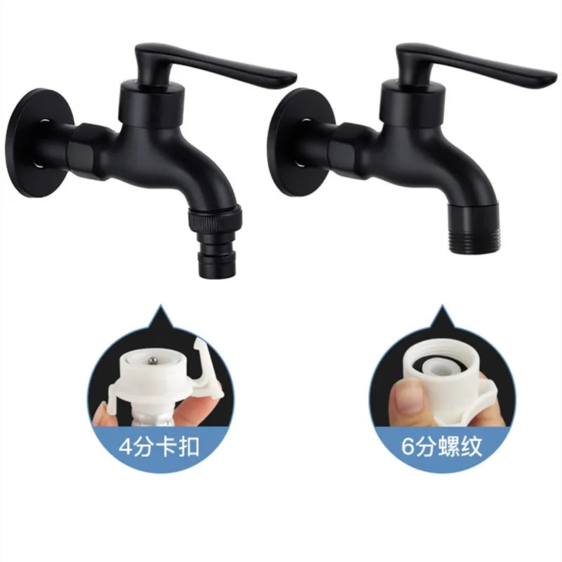 Black Wall Mounted Washing Machine Tap