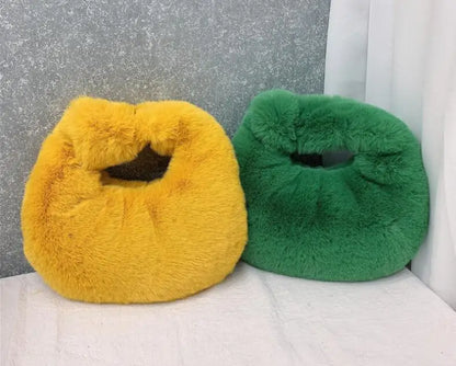 Luxury Faux Fur Half Moon Wrist Bag