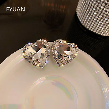 Women’s Heart Crystal Clip-On Earrings