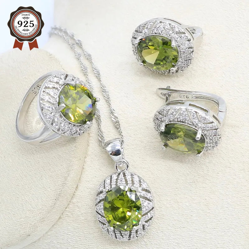 Zircon 925 Silver Jewelry Set