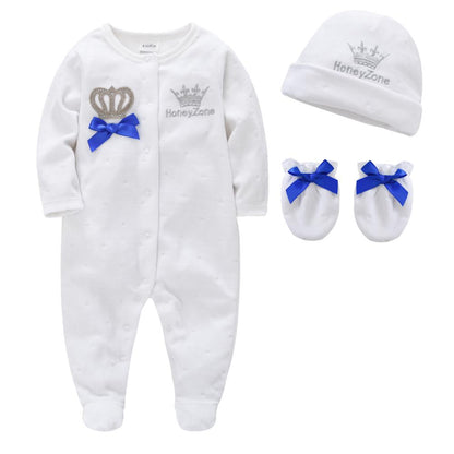 Baby Unisex Rompers with Hat and Gloves