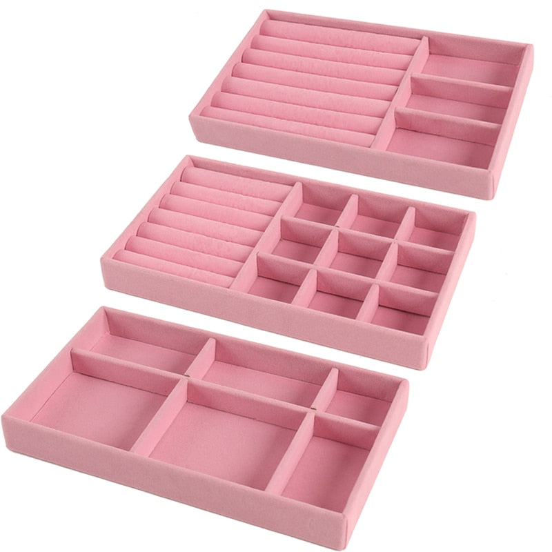 Fashion Portable Velvet  Jewelry Display Organizer Box