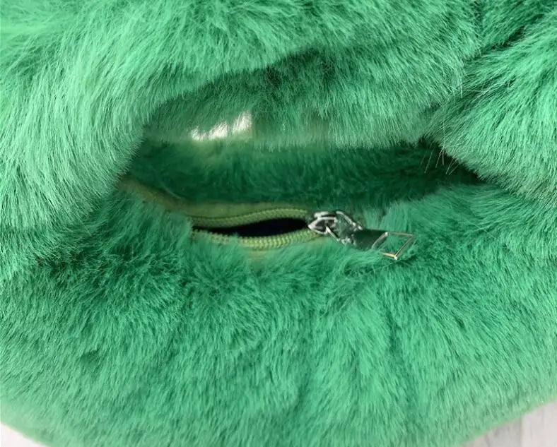 Luxury Faux Fur Half Moon Wrist Bag