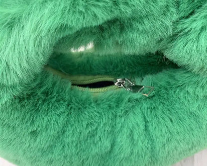 Luxury Faux Fur Half Moon Wrist Bag