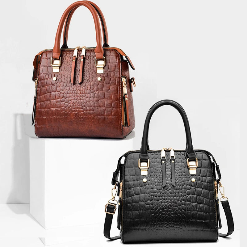 Crocodile Embossed PU Leather Tote Bag