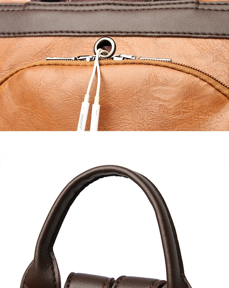 Women’s Anti-Theft PU Leather Travel Backpack