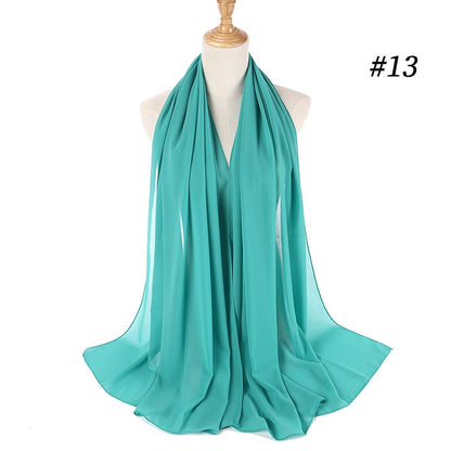 Plain Color Chiffon Scarf Headband Female