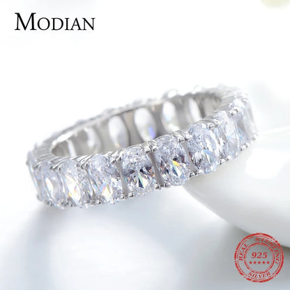 925 Sterling Silver Classic Oval Sparkling Ring