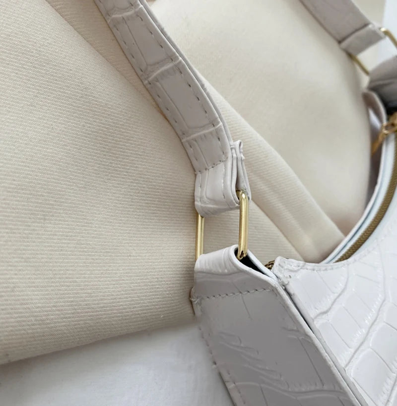 Alligator Pattern PU Leather Baguette Shoulder Bag