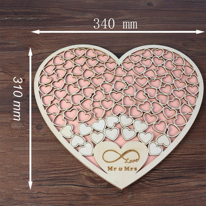 Heart Shape Wedding Guest Book Decoration With Wooden Box