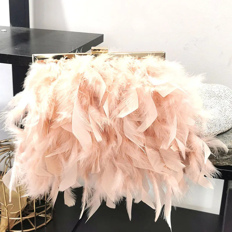 Feather Evening Clutch Bag