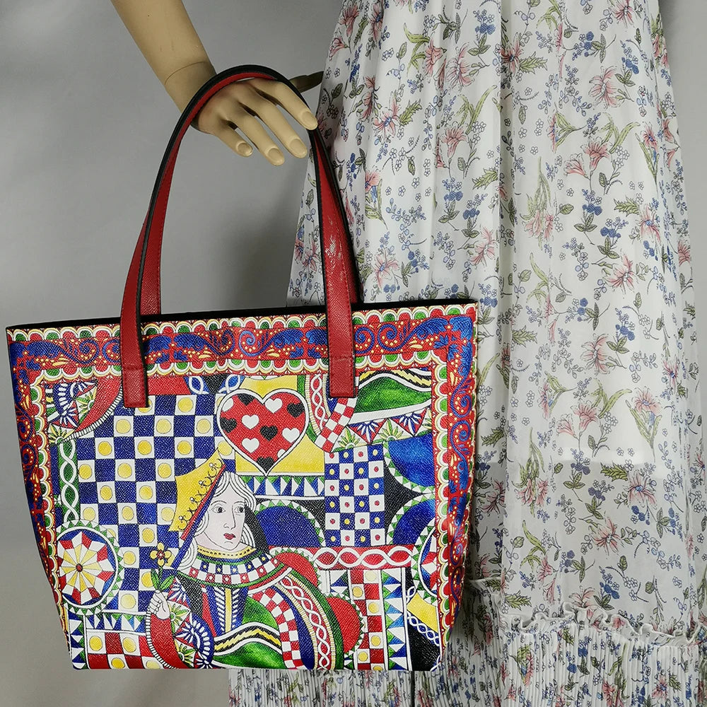 Italian-Inspired Printed PU Leather Tote Bag