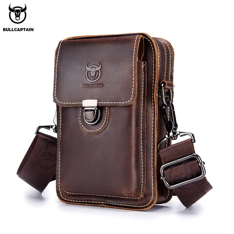 Crazy Horse Leather Waist Bag for Men