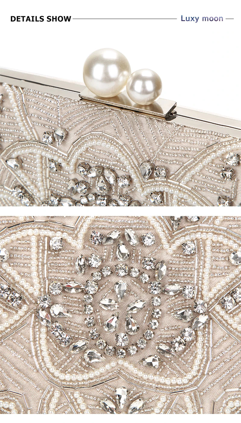 Beaded Crystal Wedding Clutch Bag
