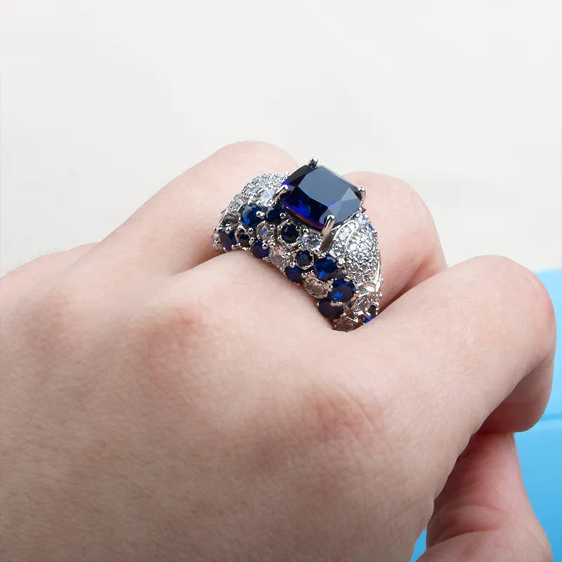 Cellacity Classic Silver 925 Ring Oval Blue Sapphire