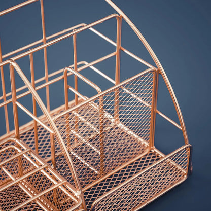 Rose Gold Mesh Desk Organizer