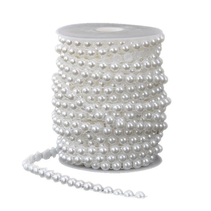 8MM Wide White Beige Half Round Pearls Beads