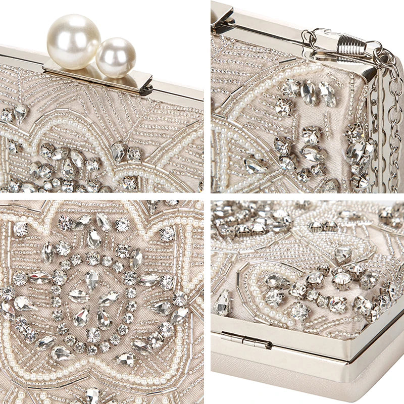Beaded Crystal Wedding Clutch Bag