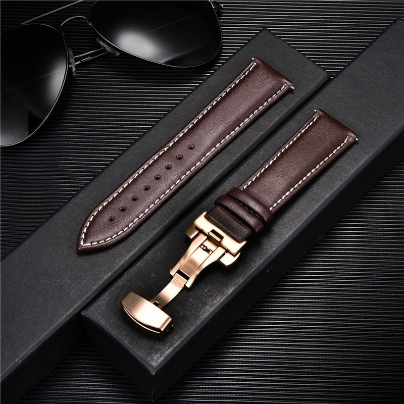 Genuine Calfskin Leather Watchband 18mm 20mm 22mm 24mm