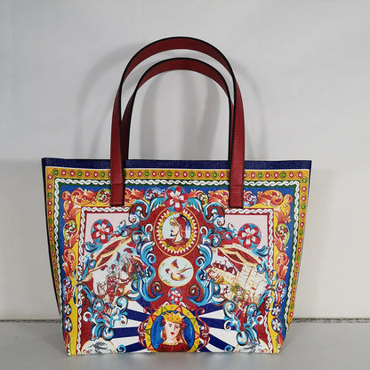Italian-Inspired Printed PU Leather Tote Bag