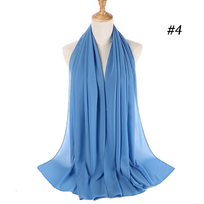 Plain Color Chiffon Scarf Headband Female