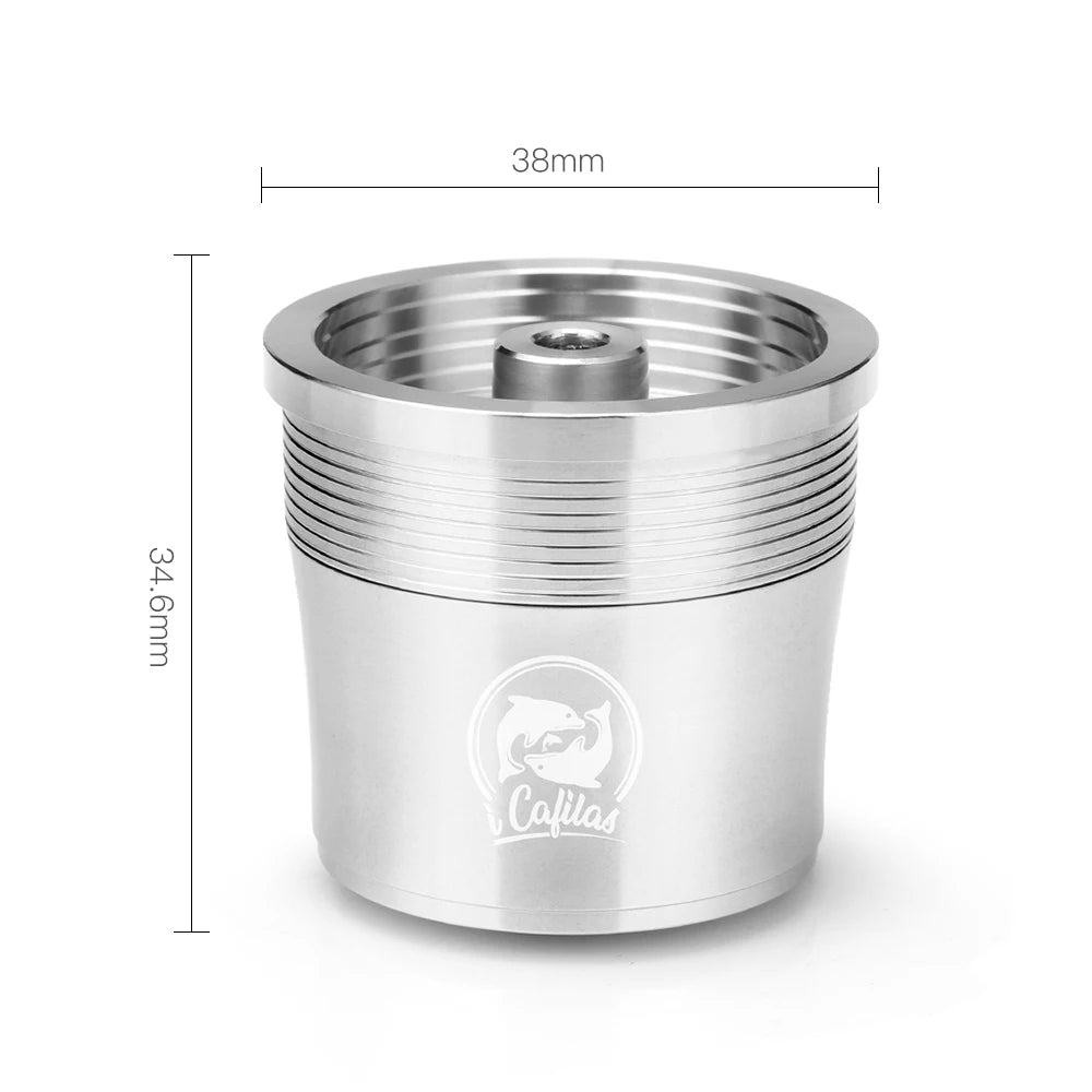 Stainless Steel Refillable Coffee Pod with Tamper & Spoon