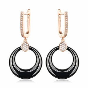 Women’s Ceramic & Stainless Steel Drop Earrings