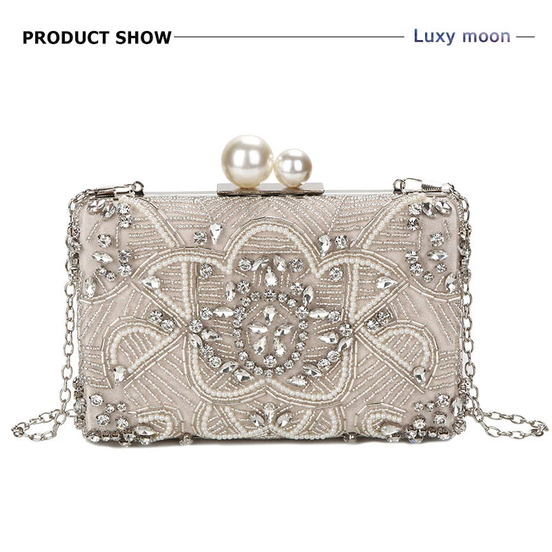Beaded Crystal Wedding Clutch Bag