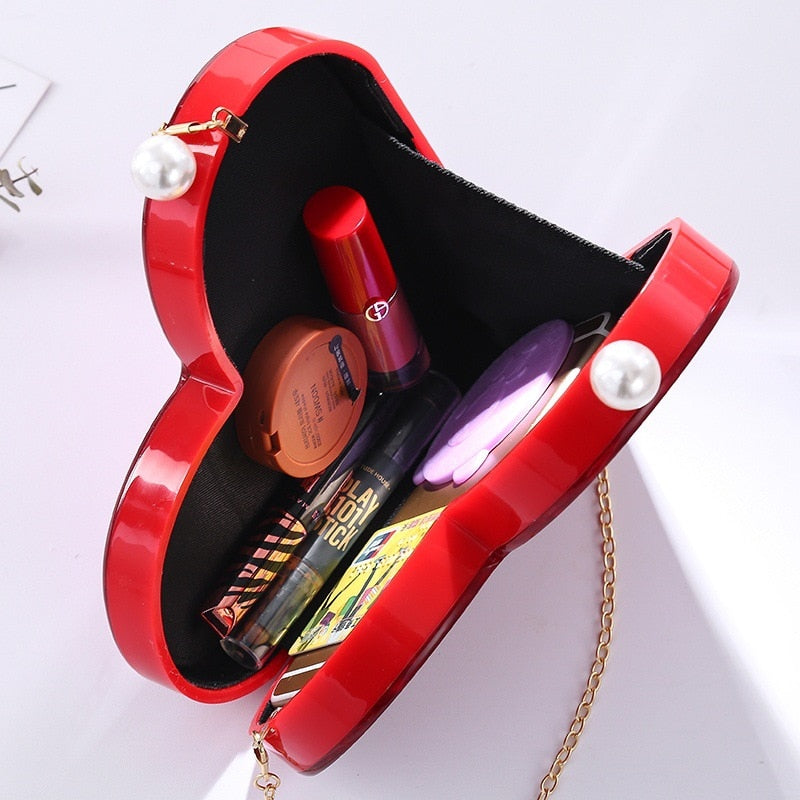 Acrylic Clutch Heart Shape Bag