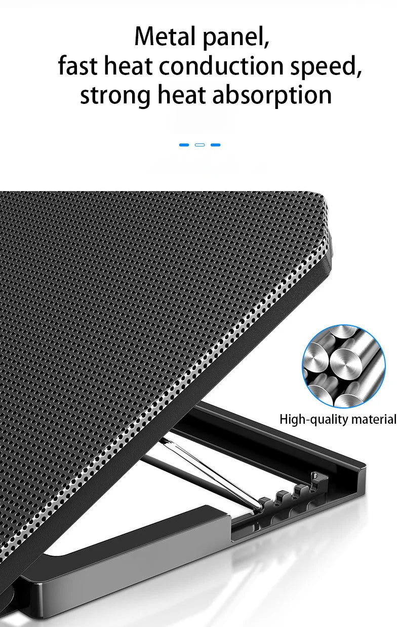 Adjustable Dual-Fan Laptop Cooler Stand with 2 USB Ports