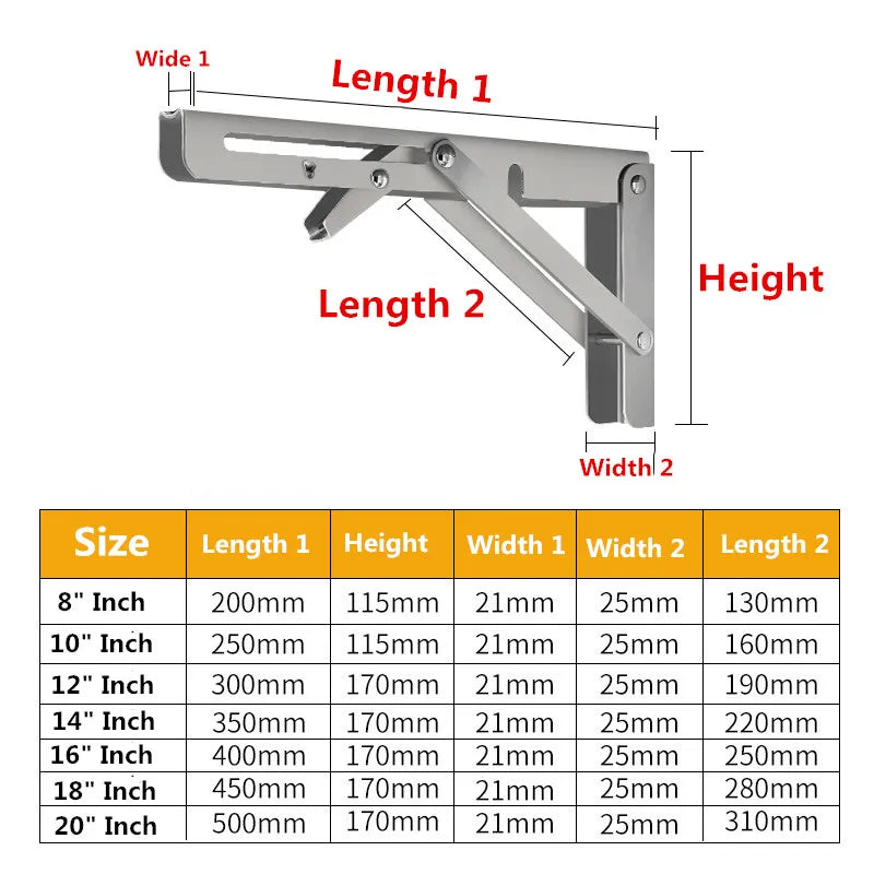 Heavy-Duty Adjustable Triangle Folding Shelf Brackets