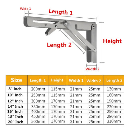 Heavy-Duty Adjustable Triangle Folding Shelf Brackets