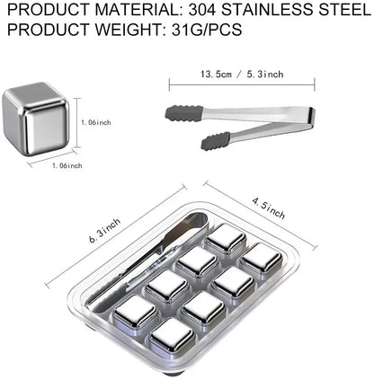 Reusable Stainless Steel Whiskey Stones Set