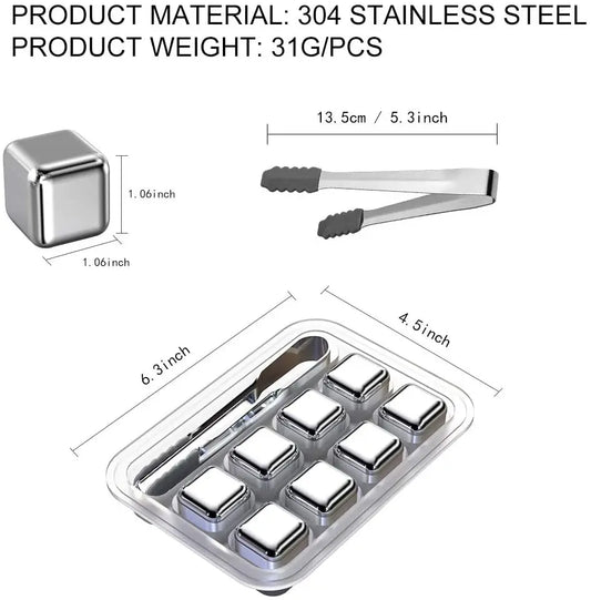 Reusable Stainless Steel Whiskey Stones Set