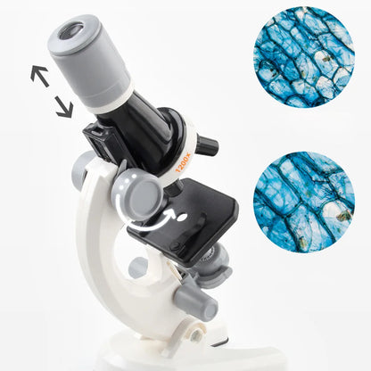 Kids Microscope Kit with LED Light 100X–1200X