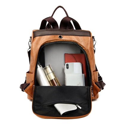 Women’s Anti-Theft PU Leather Travel Backpack