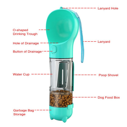 3 In 1 Dog Water Bottle Portable Pet