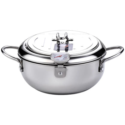Japanese Stainless Steel Deep Frying Pot with Thermometer