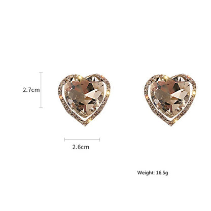 Women’s Heart Crystal Clip-On Earrings