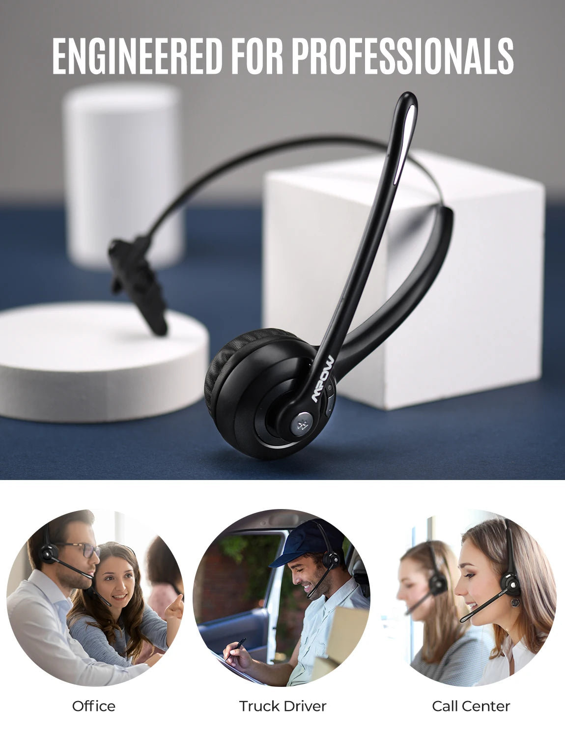 Mpow Pro Wireless Bluetooth Headset with Microphone