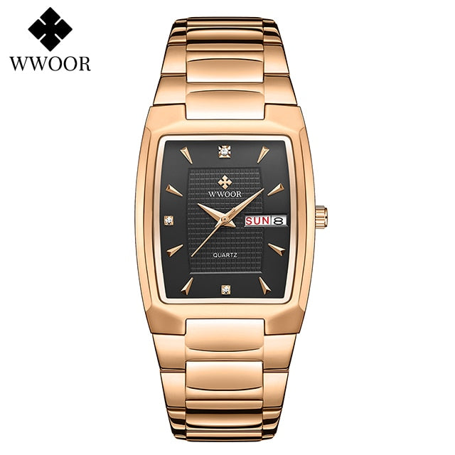 WWOOR 2023 New Square Watch Men with Automatic Week Date