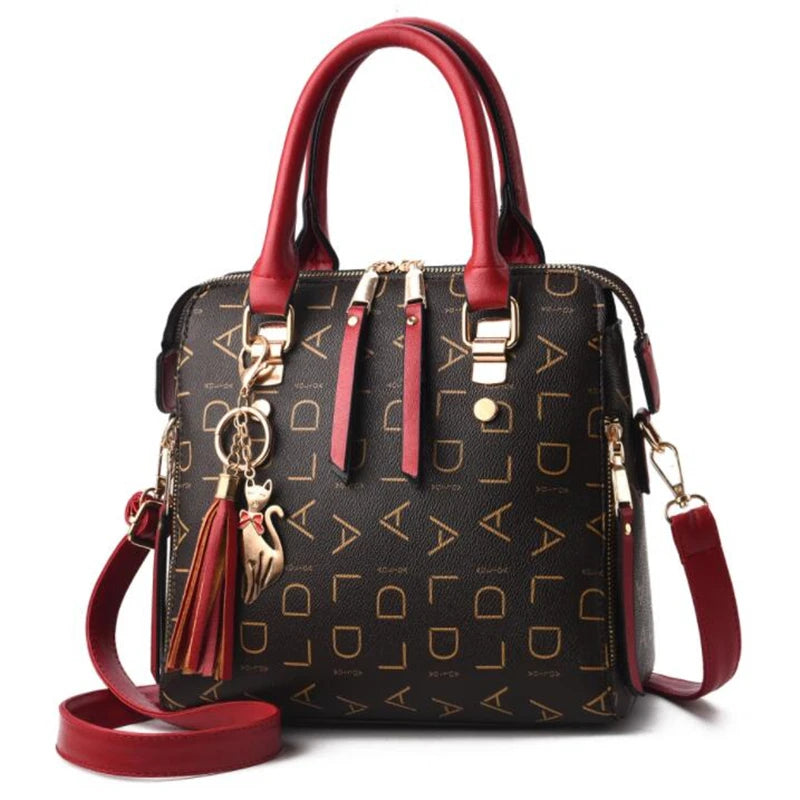 Large PU Leather Monogram Tote Handbag