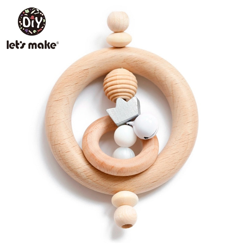 1Pc Silicone And Wooden Baby Teether