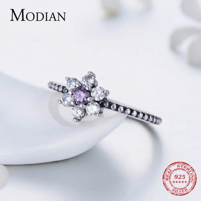 Modian Classic Real 100% 925 Sterling Silver Ring & Earrings Set